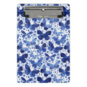 Schmetterlinge Wasserfarbmuster Blau Mini Klemmbrett (Vorderseite)