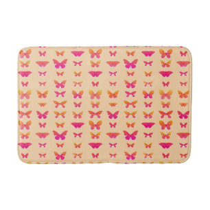 Schmetterlinge, weich orange, Korallenrosa, Gold Badematte