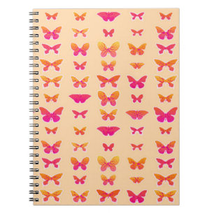 Schmetterlinge, weich orange, Korallenrosa, Gold Notizblock
