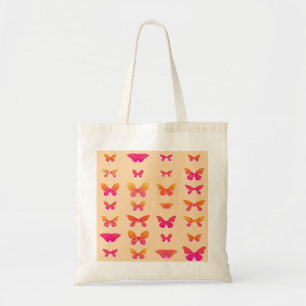 Schmetterlinge, weich orange, Korallenrosa, Gold Tragetasche