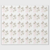 Schmetterlinge weißrosa Hochzeitsnamen Geschenkpap Geschenkpapier (Flach)