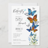 Schmetterlinge Wiesen Blume Babydusche einladen Einladung (Vorderseite)