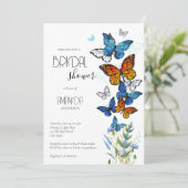 Schmetterlinge Wiesen Blume Brautparty einladen Einladung (Stehend Vorderseite)
