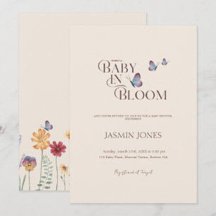 Schmetterlinge & Wildblume Baby in Bloom Baby Dusc Einladung