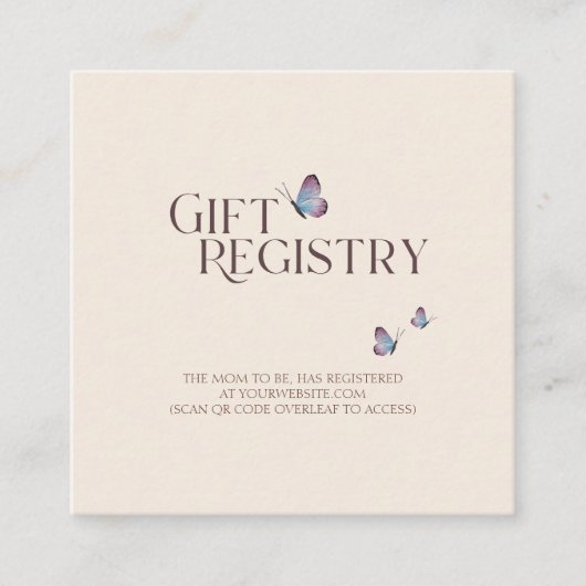 Schmetterlinge & Wildblume Baby Shower Registrieru Begleitkarte (Vorderseite)