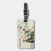 Schmetterlinge Wildblumen Vintag Floral Ephemera Gepäckanhänger (Vorderseite vertikal)