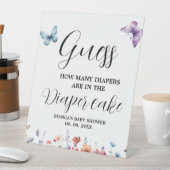 Schmetterlinge Windelkuchen mit Baby Shower Game Sockelschild (In Situ)