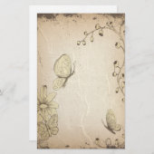 Schmetterlinge winterten antikes Geschirr Briefpapier (Vorne/Hinten)