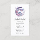 Schmetterlingkristalle Crescent Moon Blume Lila Visitenkarte (Rückseite)