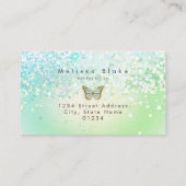 Schmetterlinglogo auf Imitat-Minze-Glitzer-Design Visitenkarte (Rückseite)