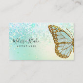 Schmetterlinglogo auf Imitat-Minze-Glitzer-Design Visitenkarte (Vorderseite)