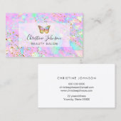 Schmetterlinglogo auf IMITATEN Glitzer Pastellfarb Visitenkarte (Vorne/Hinten)