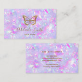 Schmetterlinglogo auf Opal-Textur-Visitenkarte Visitenkarte (Vorne/Hinten)