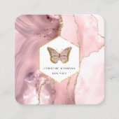 Schmetterlinglogo auf rosa Spur Quadratische Visitenkarte (Vorderseite)