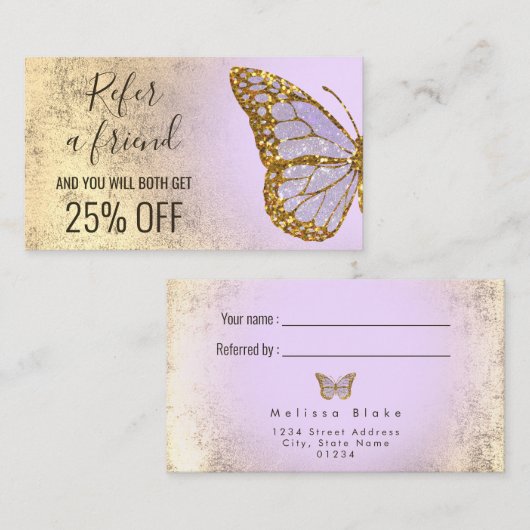 Schmetterlinglogo eines Freundes Visitenkarte (Vorne/Hinten)