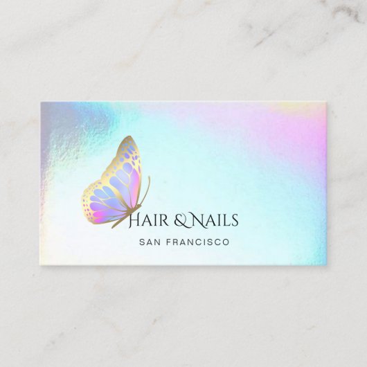 Schmetterlinglogo Haare und Nägel Visitenkarte (Vorderseite)