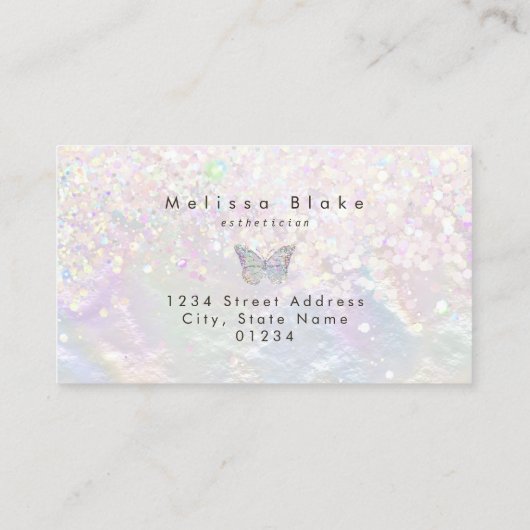 Schmetterlinglogo Imitate Pastellfarben Glitzer Vi Visitenkarte (Rückseite)