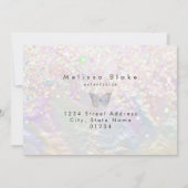 Schmetterlinglogo Imitate Pastellkarte Glitzer Einladung (Rückseite)