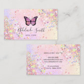 Schmetterlinglogo simuliert chunky Glitzer Visitenkarte (Vorne/Hinten)