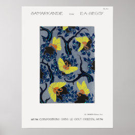 Schmetterlingpochoir-Muster im Jugendstil Poster