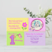 Schmetterlings-1. Geburtstags-Einladungs-12x18 Einladung (Stehend Vorderseite)