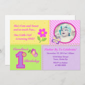 Schmetterlings-1. Geburtstags-Einladungs-12x18 Einladung (Vorne/Hinten)