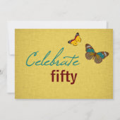 Schmetterlings-Absatz-50. Geburtstag laden ein Einladung (Rückseite)