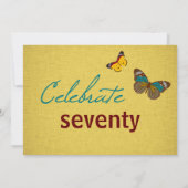 Schmetterlings-Absatz-70. Geburtstag laden ein Einladung (Rückseite)