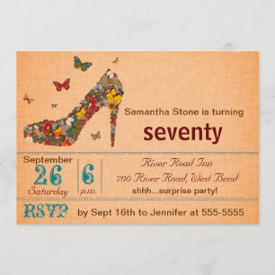 Schmetterlings-Absatz-70. Geburtstag laden ein Einladung