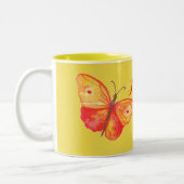 Schmetterlings-Aquarell-Orange Zweifarbige Tasse (Links)