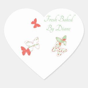 Schmetterlings-Bäckerei-Aufkleber Herz-Aufkleber