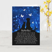 Schmetterlings-Beileids-Karte mit Hund und Katze Karte (Gelbe Blume)