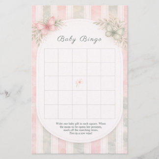 Schmetterlings-Bingo für Baby-Party mit Blumen