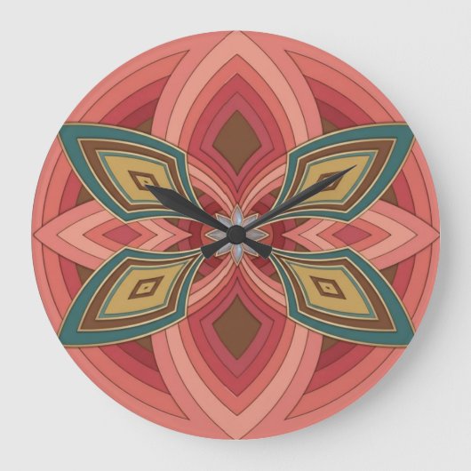 Schmetterlings-Blumen-Mandala Große Wanduhr (Vorderseite)