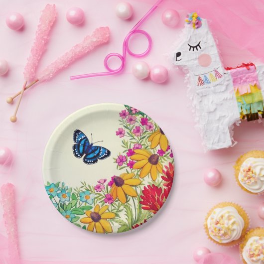 Schmetterlings-Blumengarten-Papier-Teller Pappteller (Party)