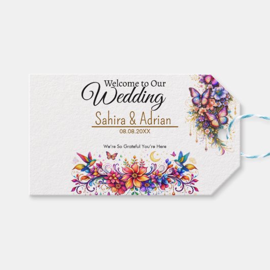 Schmetterlings-Blumengeschenktasche - Individualis Geschenkanhänger (Vorderseite (Horizontal))