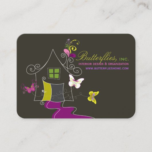 Schmetterlings-Blumenhaus-Zuhause-moderne Visitenkarte (Vorderseite)