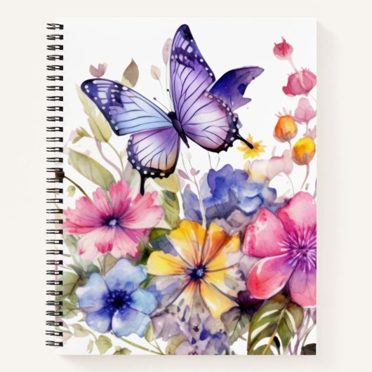 Schmetterlings-Blumenmuster Notizblock (Vorderseite)