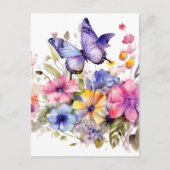 Schmetterlings-Blumenmuster Postkarte (Vorderseite)