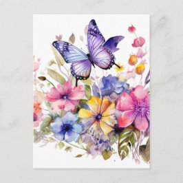 Schmetterlings-Blumenmuster Postkarte