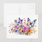 Schmetterlings-Blumenmuster Postkarte (Vorne/Hinten)