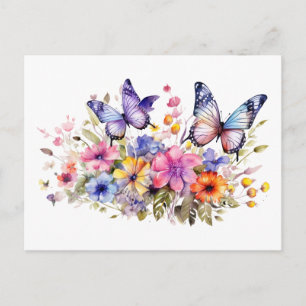 Schmetterlings-Blumenmuster Postkarte