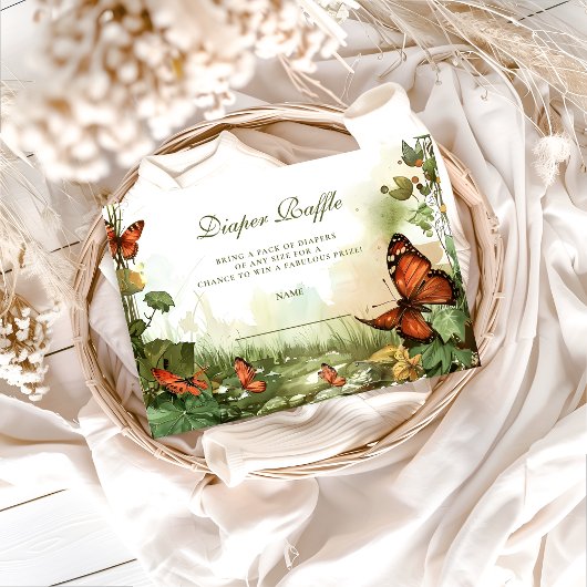 Schmetterlings-Blüten-Windel-Raffle Begleitkarte