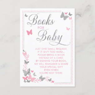 Schmetterlings-Buch für Baby-Karte, Rosa, Silber Begleitkarte