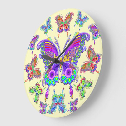 Schmetterlings-bunte Tätowierungs-Art Große Wanduhr (Winkel)