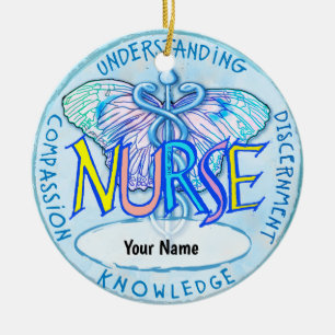 Schmetterlings-Caduceus-Krankenschwester Keramik Ornament