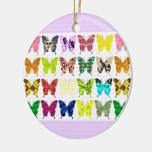 Schmetterlings-Collage Keramik Ornament (Links)