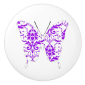 Schmetterlings-Collagen-lila Damast Keramikknauf (Vorderseite)