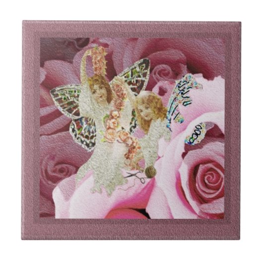 Schmetterlings-Engel, die Kränze machen Fliese (Vorderseite)