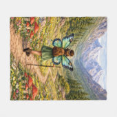 Schmetterlings-Fee-Berg-Wanderer | Fairycore-Blume Fleecedecke (Vorderseite (Horizontal))